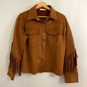 Camel Suede Fringe Jacket